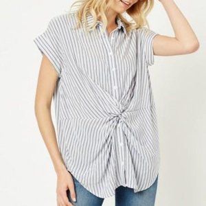 Stripe Button-Down Twist Front Top